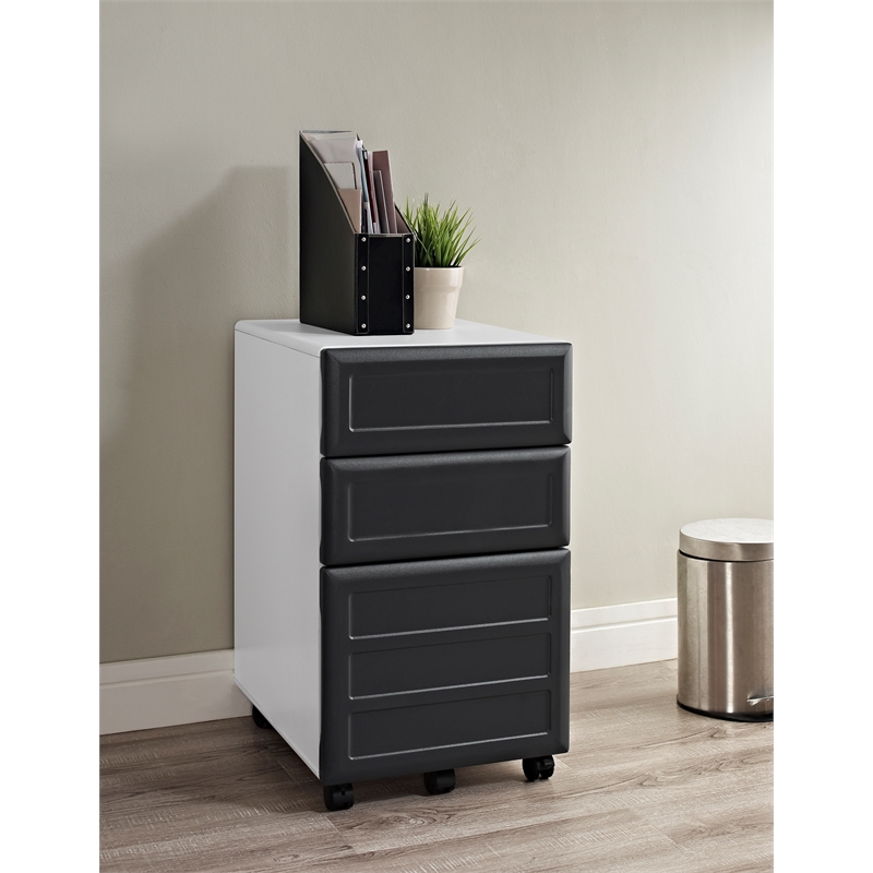 Altra Furniture Pursuit 3 Drawer File Cabinet in White and Gray