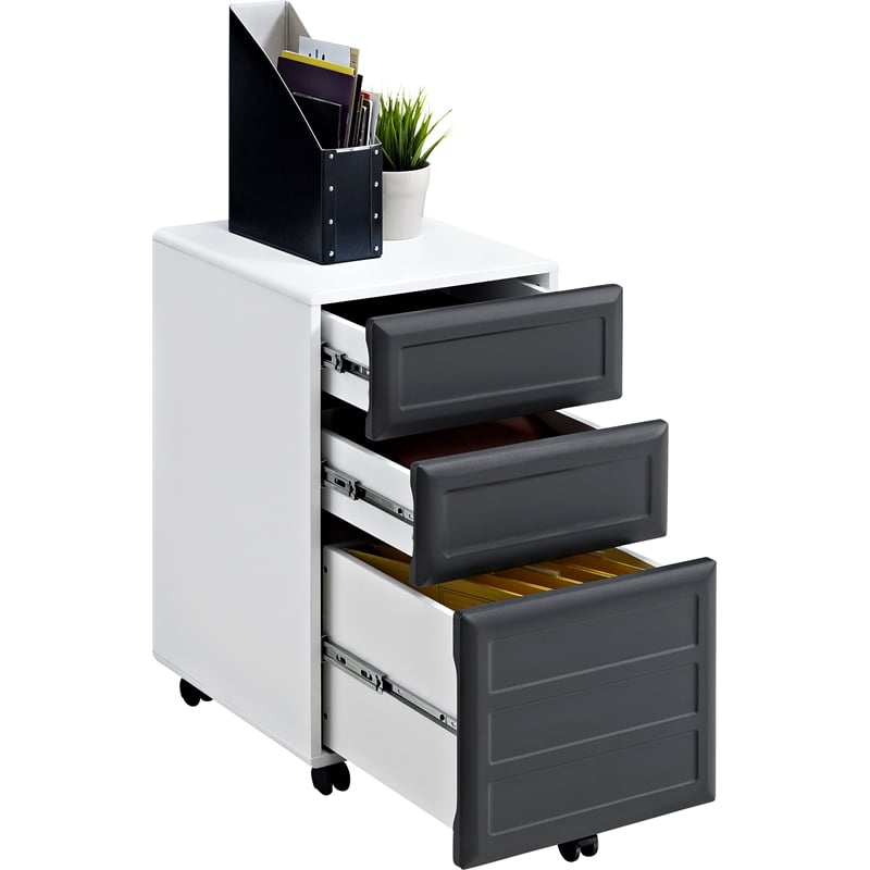 Altra Furniture Pursuit 3 Drawer File Cabinet in White and Gray