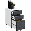 Altra Furniture Pursuit 3 Drawer File Cabinet in White and Gray