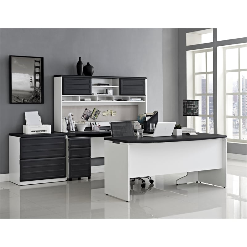 Altra Furniture Pursuit 3 Drawer File Cabinet in White and Gray