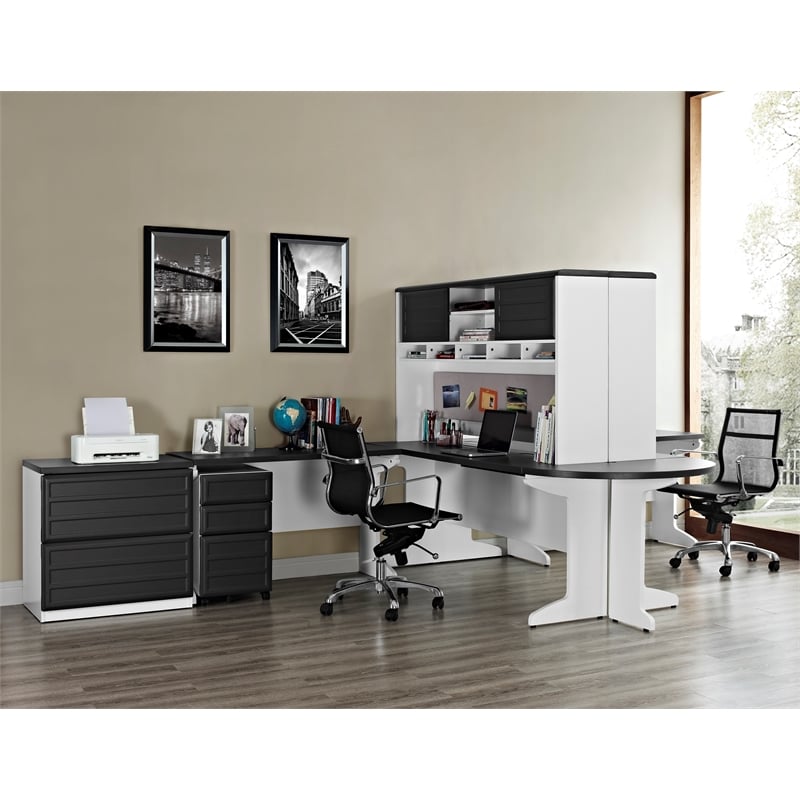 Altra Furniture Pursuit 3 Drawer File Cabinet in White and Gray