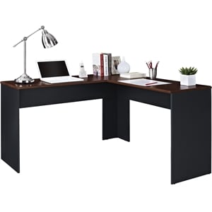 Ameriwood Home The Works L-Shaped Desk in Cherry and Gray