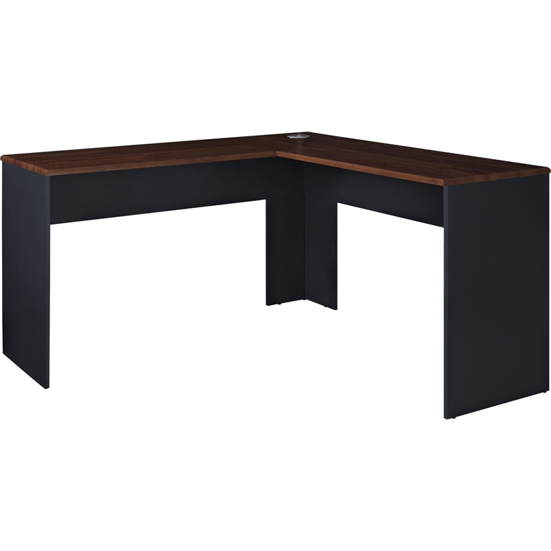 Ameriwood Home The Works L-Shaped Desk in Cherry and Gray