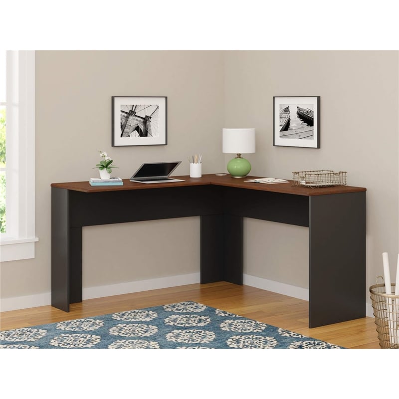Ameriwood Home The Works L-Shaped Desk in Cherry and Gray