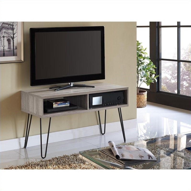 Altra Furniture Owen Retro 42 Inch TV Stand in Sonoma Oak and Gunmetal