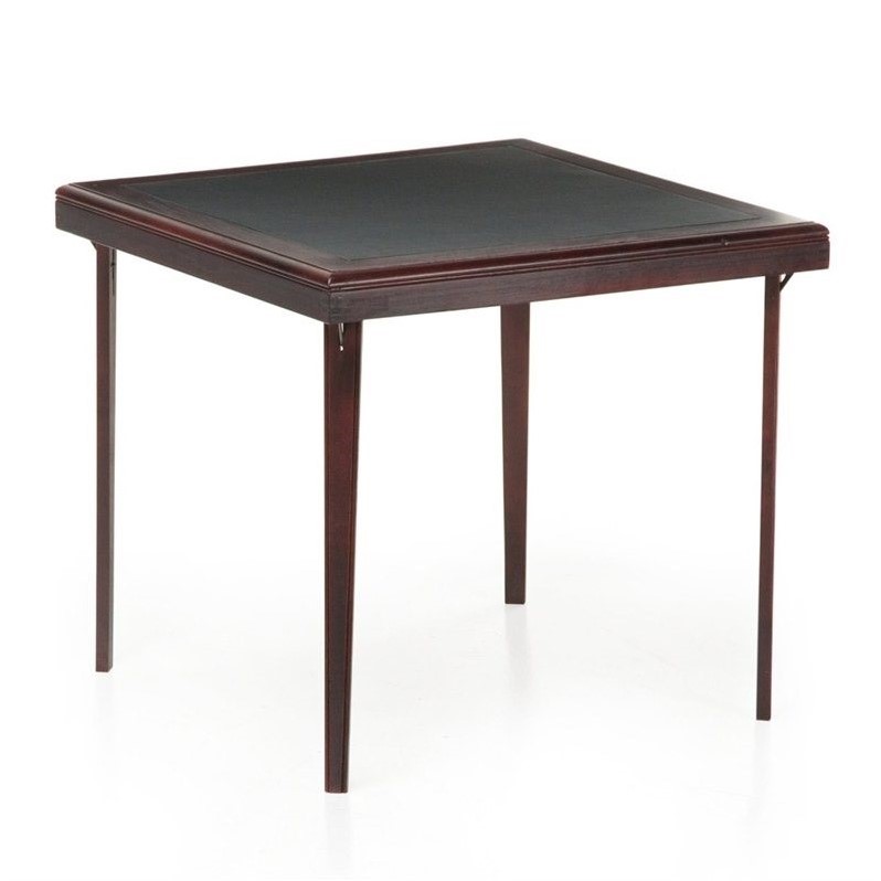 Cosco 32 Square Wood Folding Table with Vinyl Inset