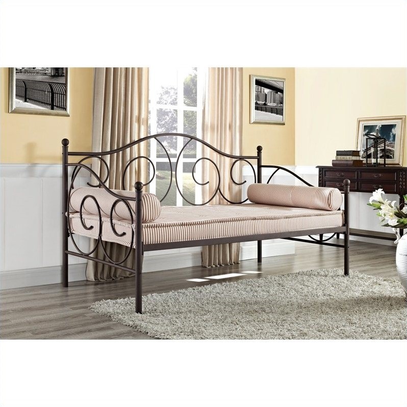 DHP Daybed Mattress with 2 Bolster Pillows in Cream and Brown 3818098