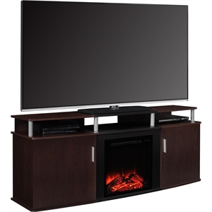 Altra Furniture Carson 70&quot Fireplace TV Console in Cherry and Black