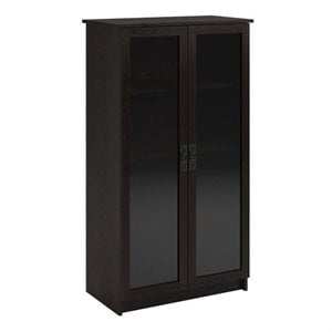 altra furniture 4-shelf glass door barrister bookcase in black forest