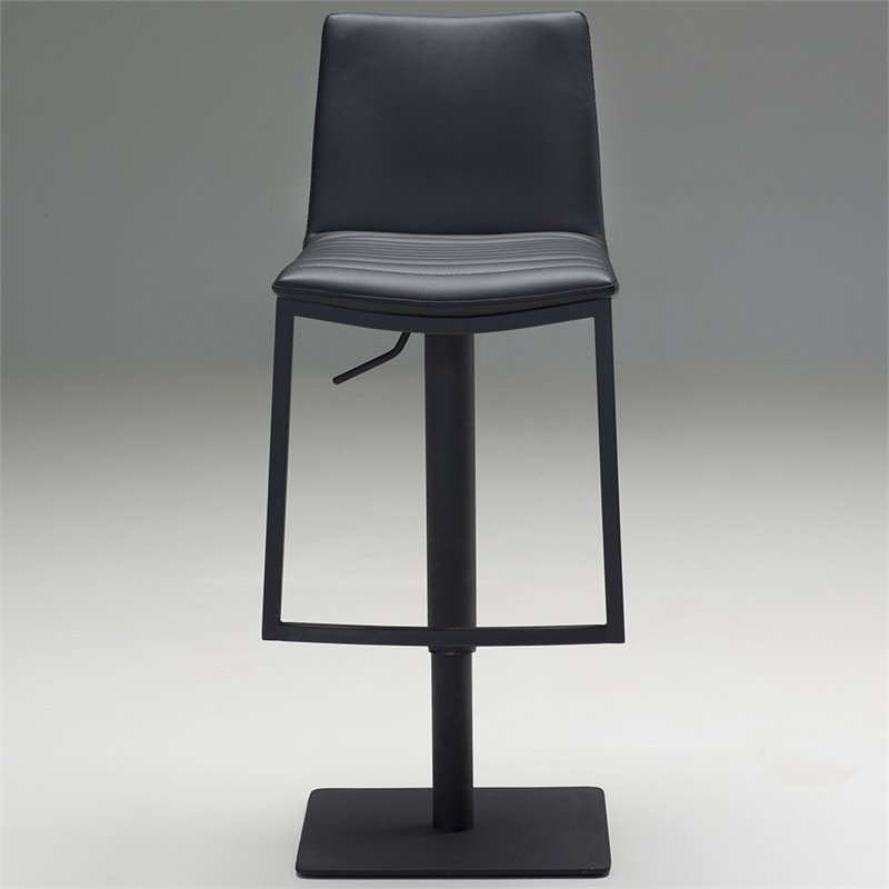 Mobital Raven Faux Leather Adjustable Swivel Bar Stool in Black