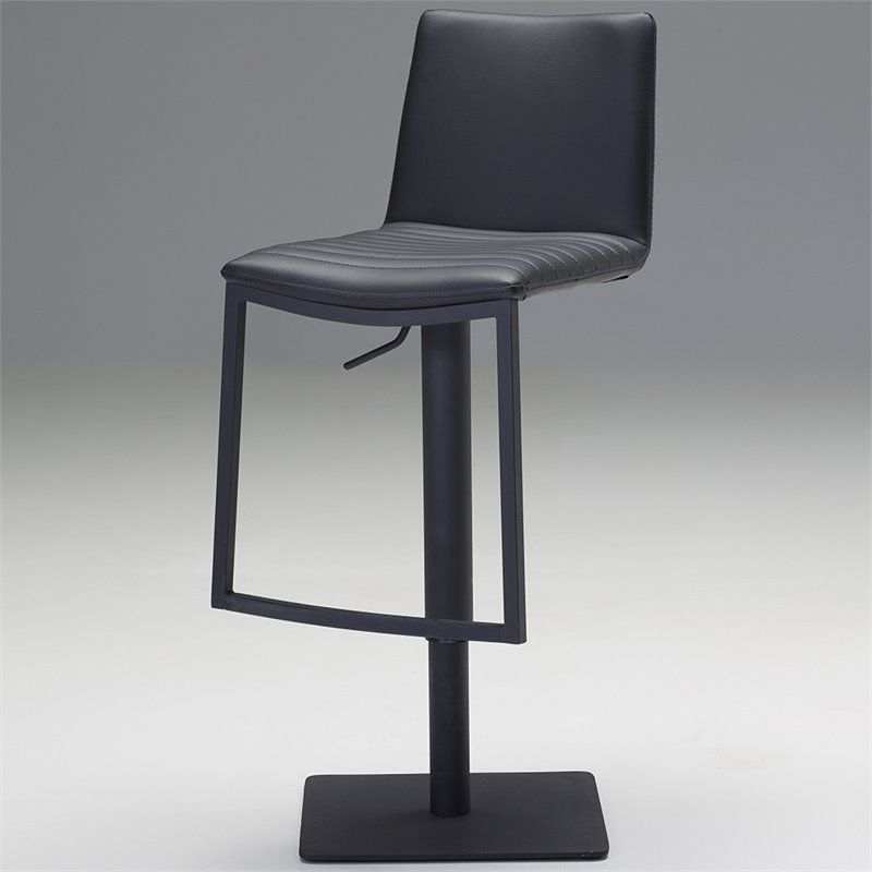 Mobital Raven Faux Leather Adjustable Swivel Bar Stool in Black