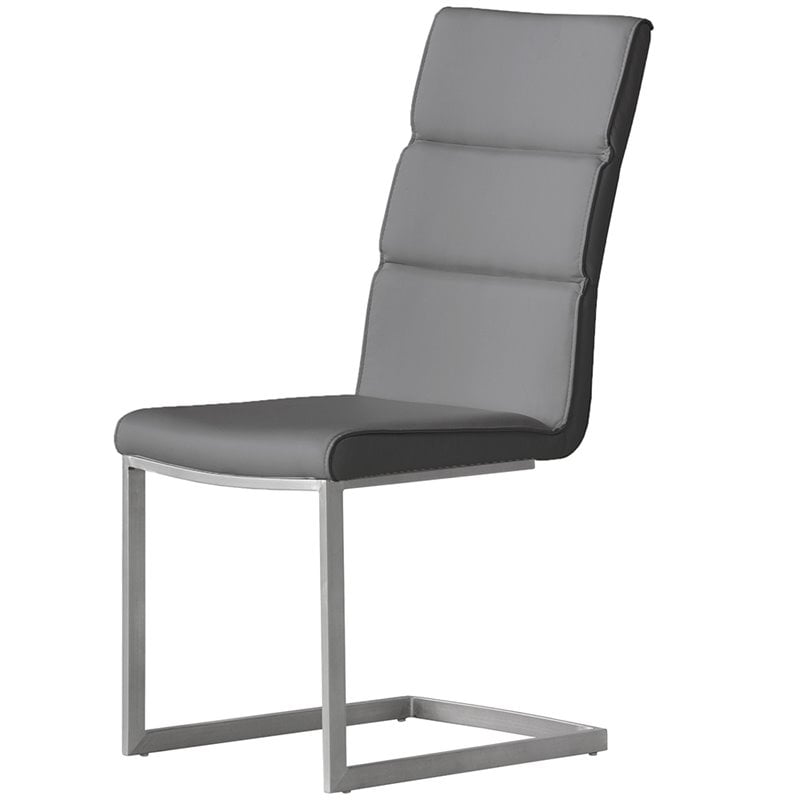 Mobital Duomo Faux Leather Dining Side Chair in Gray (Set of 2)