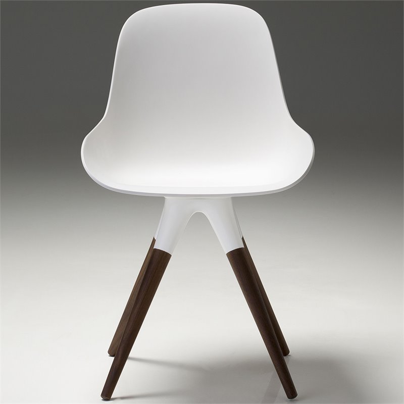 Mobital Iztuzu Dining Side Chair in White and Walnut (Set of 2)