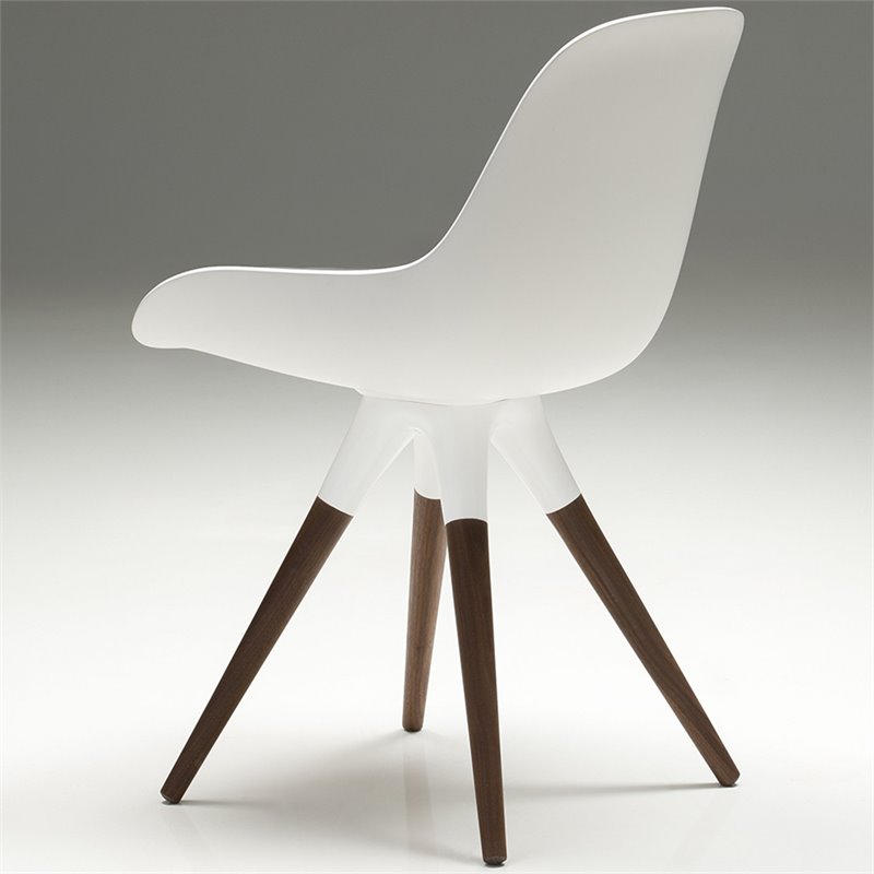 Mobital Iztuzu Dining Side Chair in White and Walnut (Set of 2)