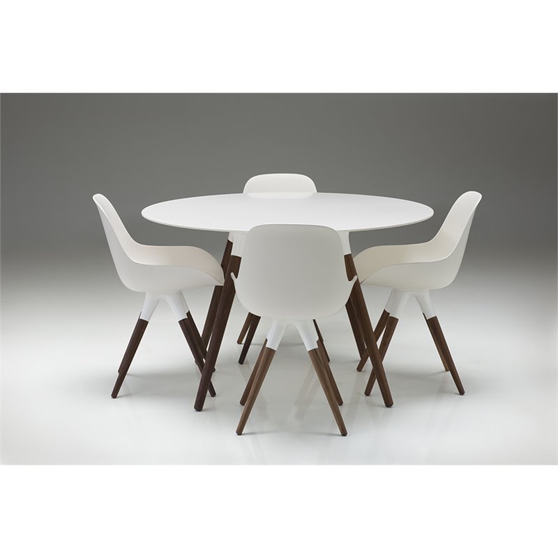 Mobital Iztuzu Dining Side Chair in White and Walnut (Set of 2)