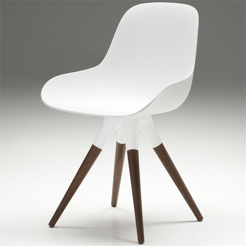 Mobital Iztuzu Dining Side Chair in White and Walnut (Set of 2)
