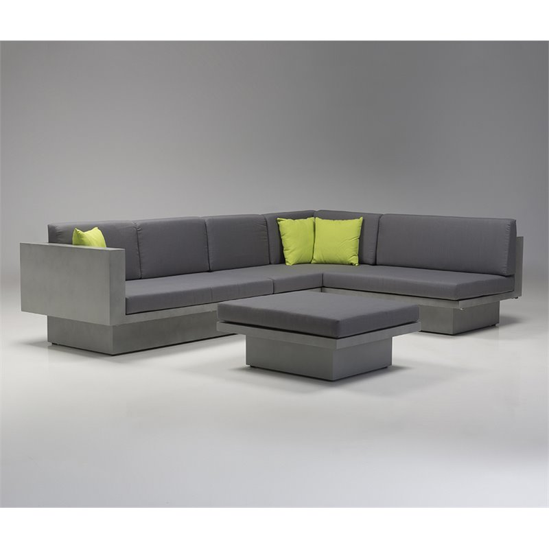 Mobital Sancho Faux Leather Patio Sectional in Gray