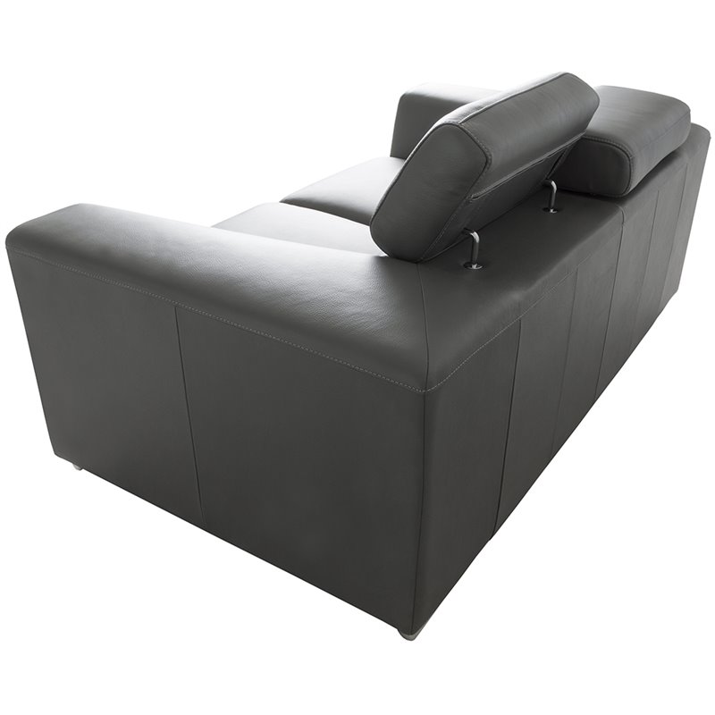 Mobital Icon Leather Sofa with Adjustable Headrest in Dark Gray