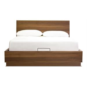 Mobital Della 66&quot Modern Wood Storage Queen Bed in Natural Walnut