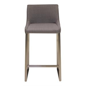 Mobital Bennett 25.25&quot Fabric and Stainless Steel Counter Stool in Light Gray