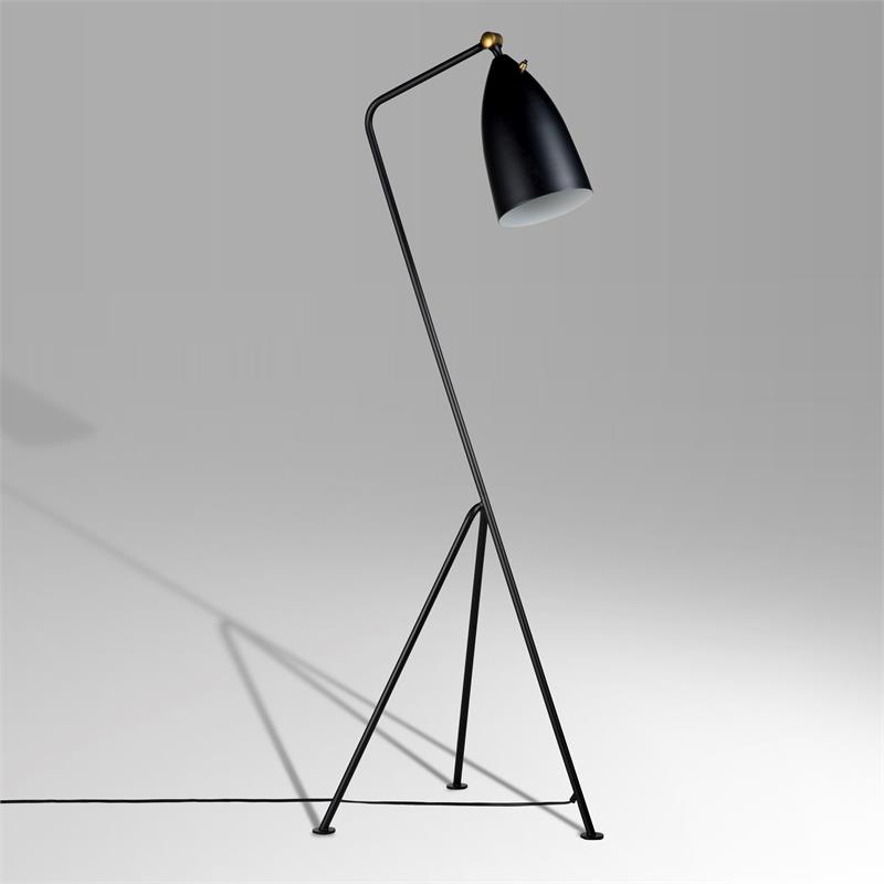 Mobital Stickman Modern Metal Floor Lamp with Black Aluminium Shade in Black