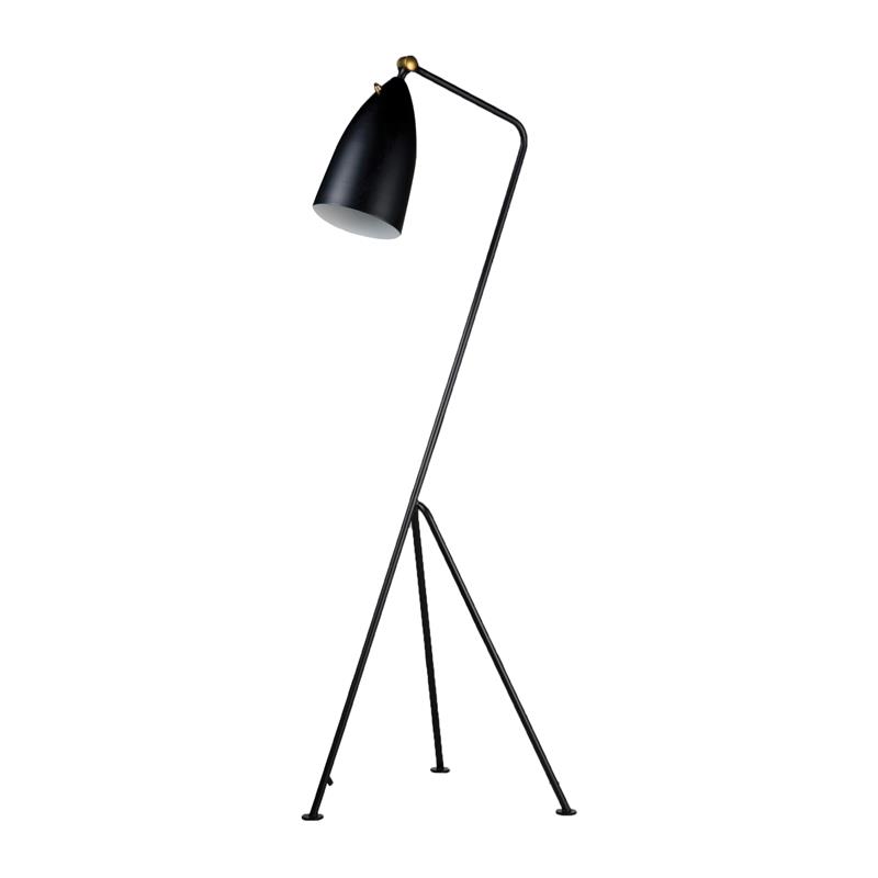 Mobital Stickman Modern Metal Floor Lamp with Black Aluminium Shade in Black
