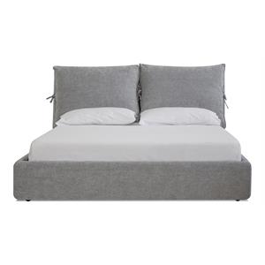 Mobital Plume 84&quot Modern Chenille Fabric King Bed in Heather Gray