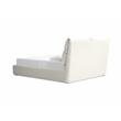 Mobital Plume Modern Linen Fabric Queen Bed with Two Pillows in Cream Linen