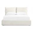 Mobital Plume Modern Linen Fabric Queen Bed with Two Pillows in Cream Linen
