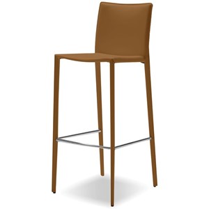Mobital Zak 26&quot Modern Leather Counter Stool in Caramel (Set of 2)