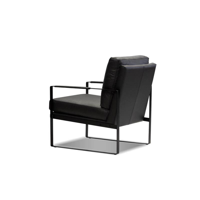 Mobital Mitchell Leather Arm Chair with Powder Coated Steel Frame in Black