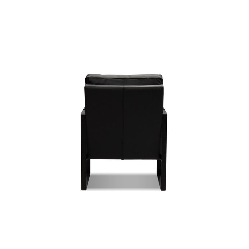 Mobital Mitchell Leather Arm Chair with Powder Coated Steel Frame in Black