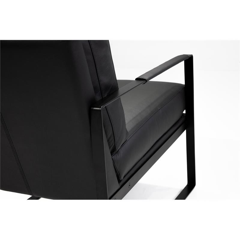 Mobital Mitchell Leather Arm Chair with Powder Coated Steel Frame in Black