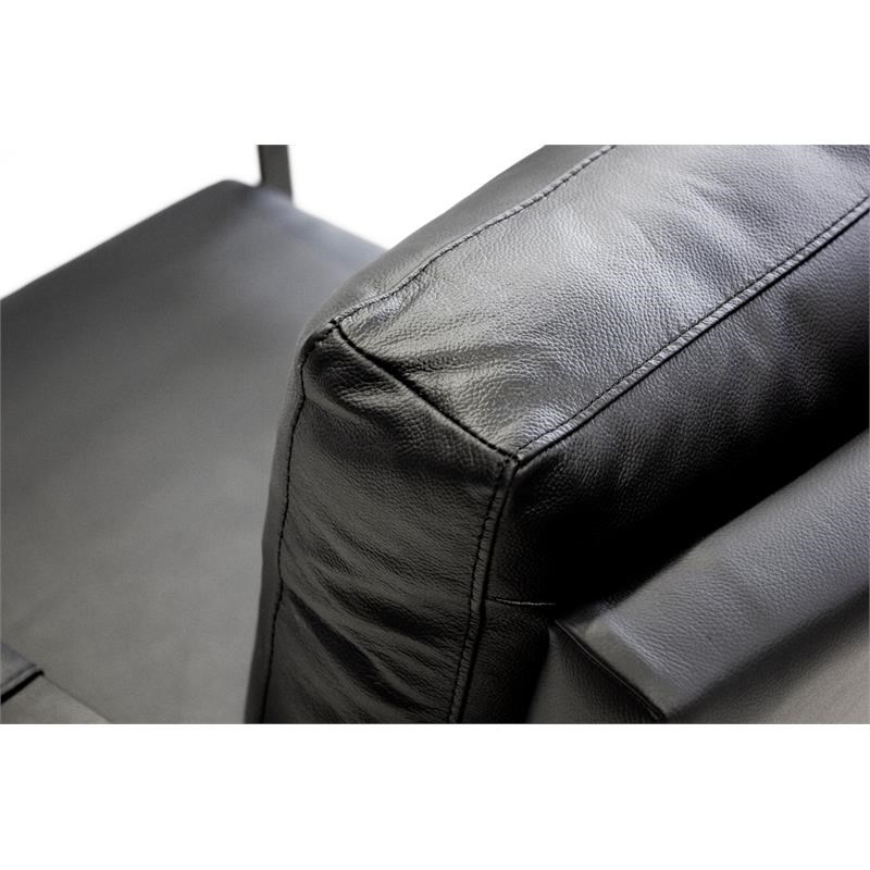 Mobital Mitchell Leather Arm Chair with Powder Coated Steel Frame in Black