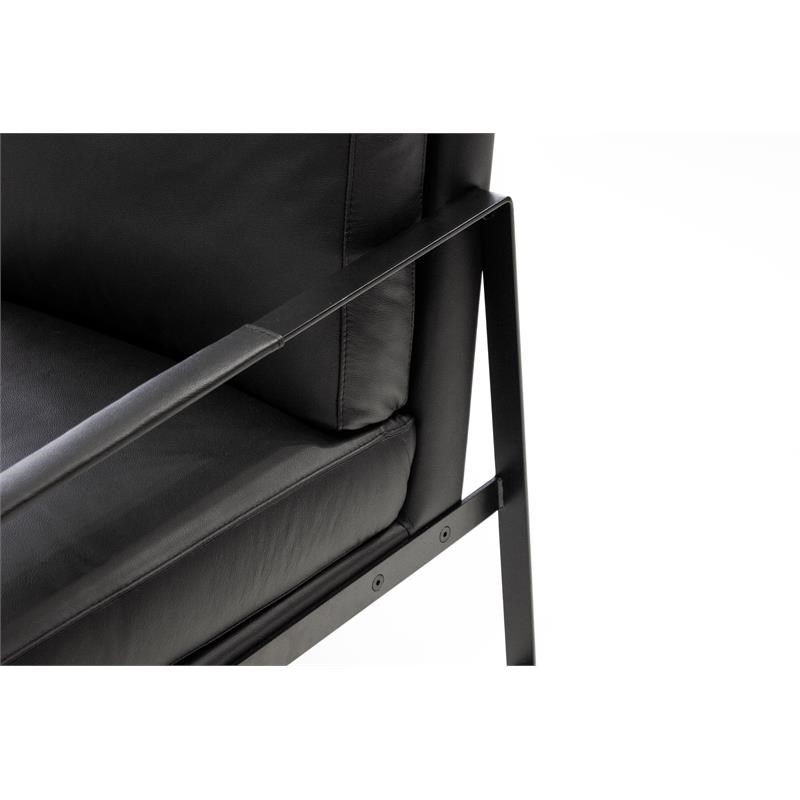 Mobital Mitchell Leather Arm Chair with Powder Coated Steel Frame in Black