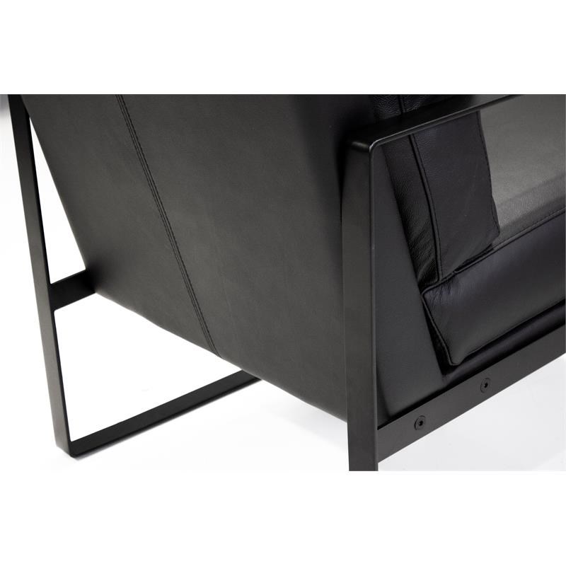 Mobital Mitchell Leather Arm Chair with Powder Coated Steel Frame in Black