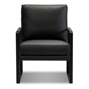 Mobital Mitchell Leather Arm Chair with Powder Coated Steel Frame in Black