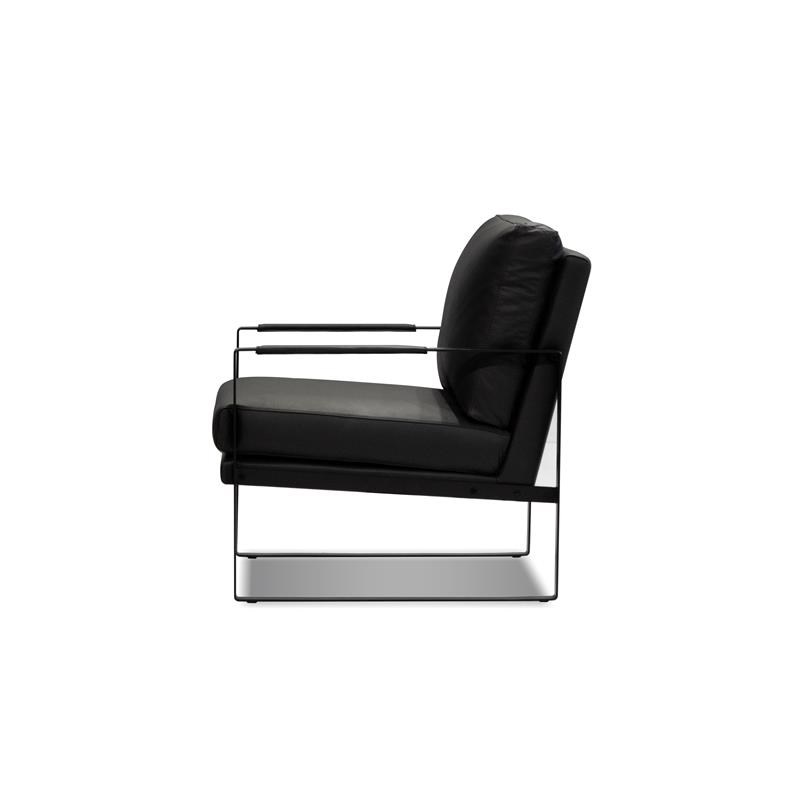 Mobital Mitchell Leather Arm Chair with Powder Coated Steel Frame in Black