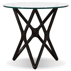 Mobital Quasar 20&quot Low Glass End Table with Black Crown Cut Beech in Clear