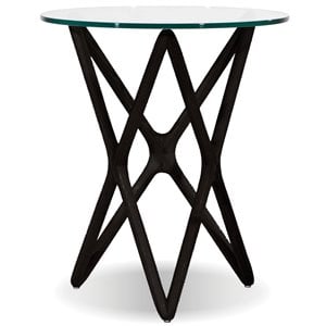 Mobital Quasar 22&quot Tall Glass End Table with Black Crown Cut Beech in Clear