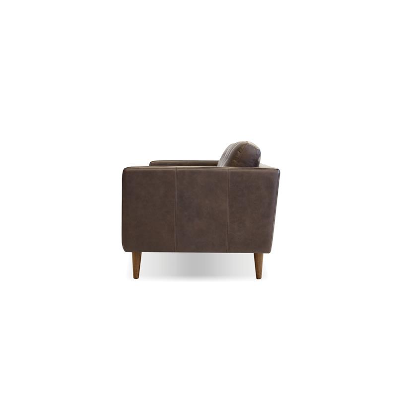 Mobital Baldwin Leather and Wood Sofa with Bolster Pillows in Chocolate