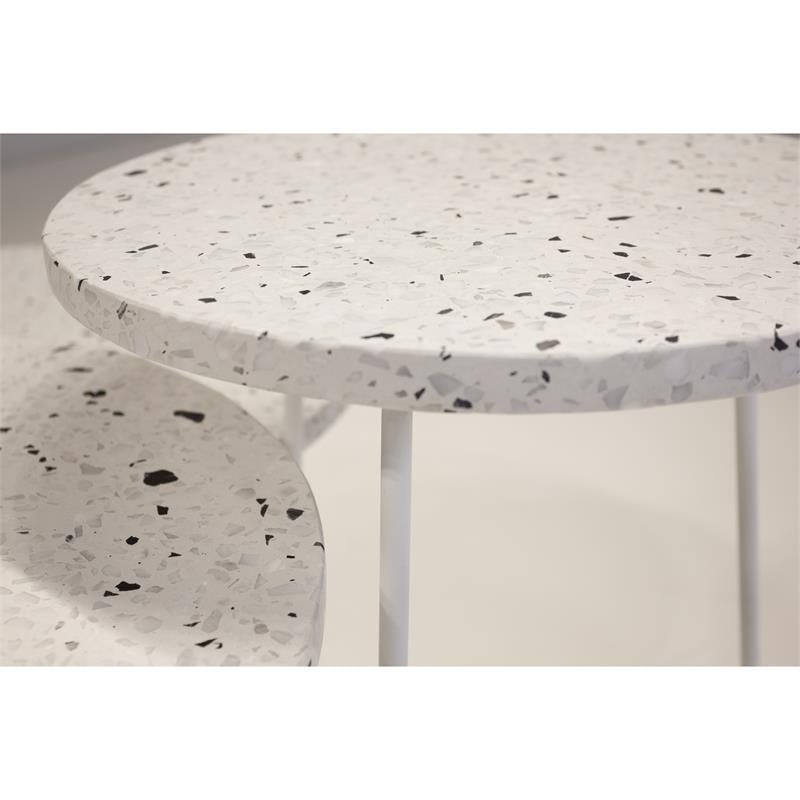 Mobital Rizzo Modern Marble and Powder Coated Steel Tall End Table in White