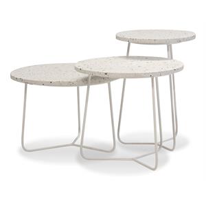 Mobital Rizzo Modern Marble and Powder Coated Steel Tall End Table in White