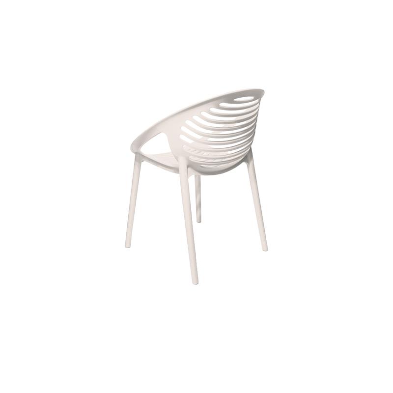 Mobital Gravely Modern Polypropylene Plastic Arm Chair in White (Set of 4)