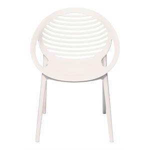 Mobital Gravely Modern Polypropylene Plastic Arm Chair in White (Set of 4)