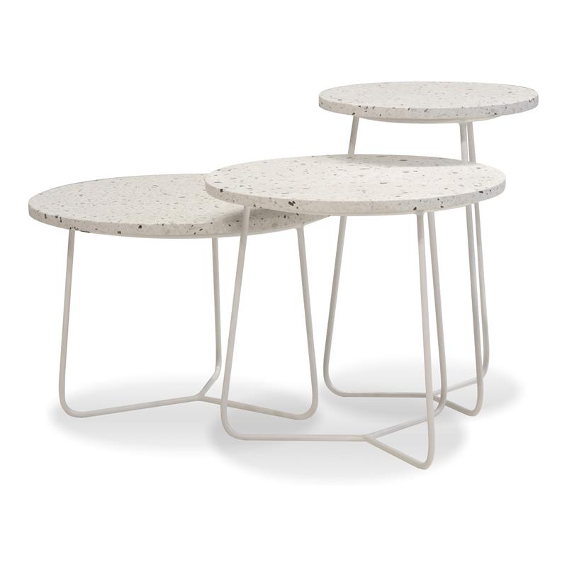 Mobital Rizzo Modern Marble and Powder Coated Steel Low End Table in White