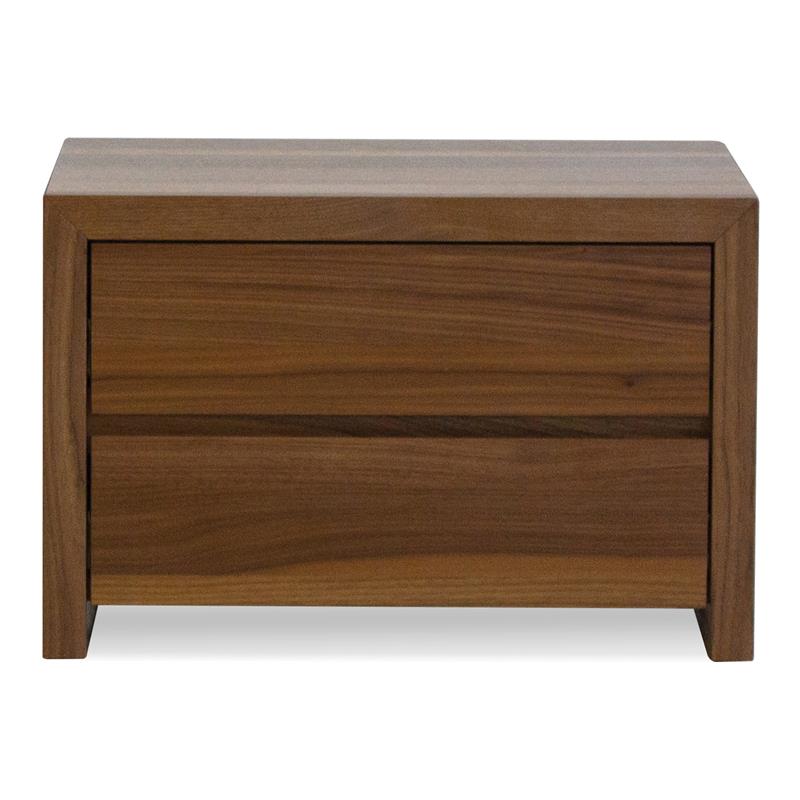 Mobital Blanche 2-drawer Modern Wood Night Table in Natural Walnut