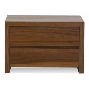 mobital blanche 2-drawer modern wood night table in natural walnut