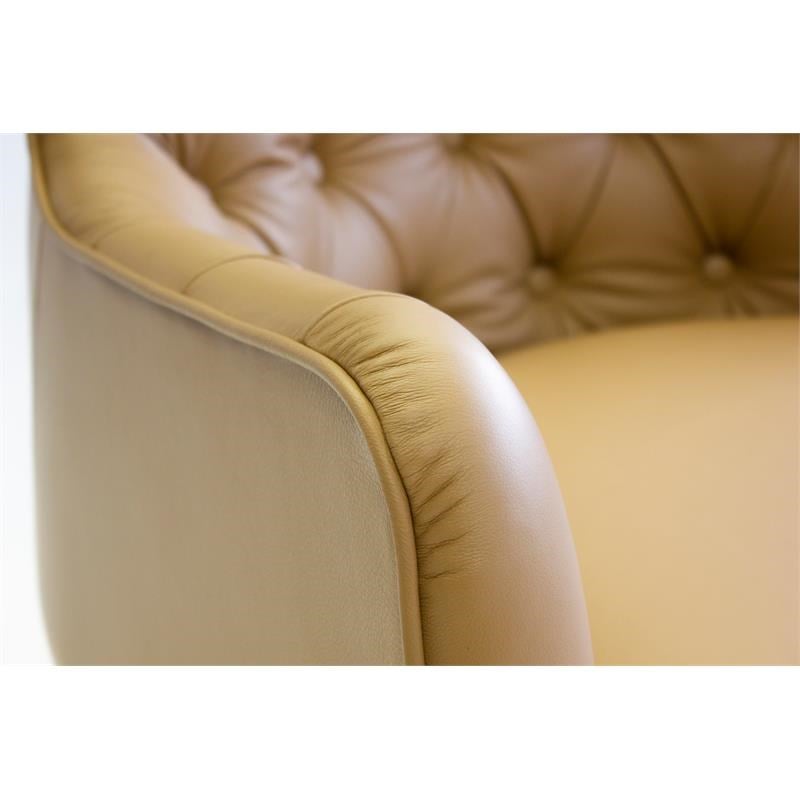 Mobital Ellington Modern Leather Arm Chair with Wood Legs in Caramel/Black