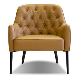 Mobital Ellington Modern Leather Arm Chair with Wood Legs in Caramel/Black